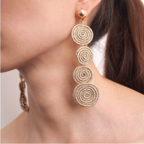 Rose Gold Woven Spiral Gypsy Stacked Earrings - Picture 1 of 3